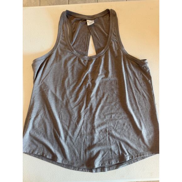 Athleta Gray Back Keyhole Cutout Sleeveless Tank Curved Hem Sz L - Picture 1 of 7